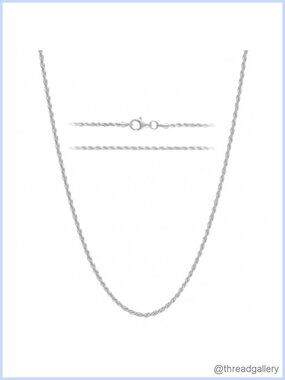 925 Sterling Silver Rope Chain Necklace 1.6mm Diamond Cut 20 Inch